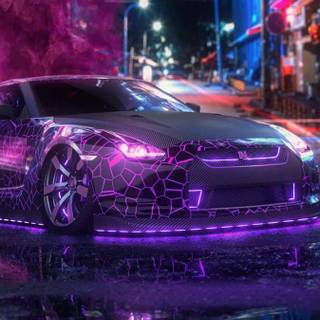 Neon car iPhone wallpaper