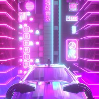 Neon car iPhone wallpaper