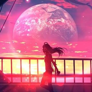 Anime sunset iPhone wallpaper