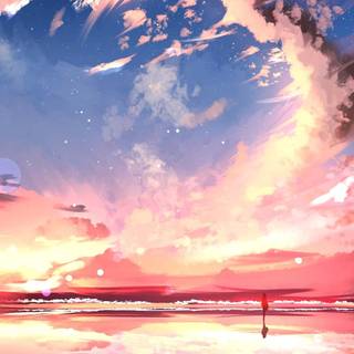 Anime sunset iPhone wallpaper