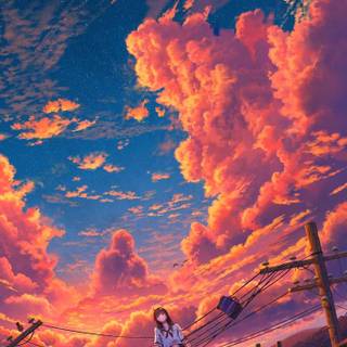 Anime sunset iPhone wallpaper