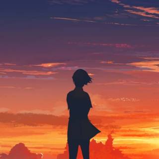 Anime sunset iPhone wallpaper