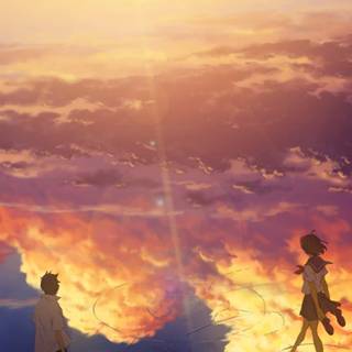 Anime sunset iPhone wallpaper