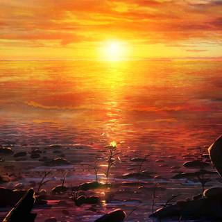 Anime sunset iPhone wallpaper