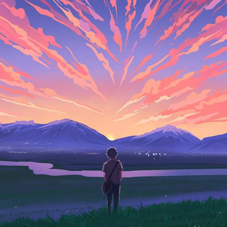 Anime sunset iPhone wallpaper