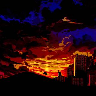 Anime sunset iPhone wallpaper