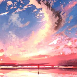 Anime sunset iPhone wallpaper