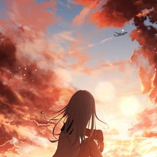Anime sunset iPhone wallpaper