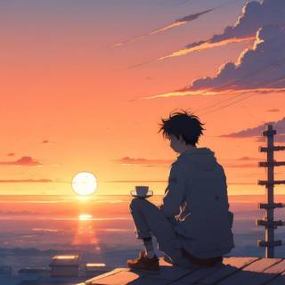 Anime sunset iPhone wallpaper