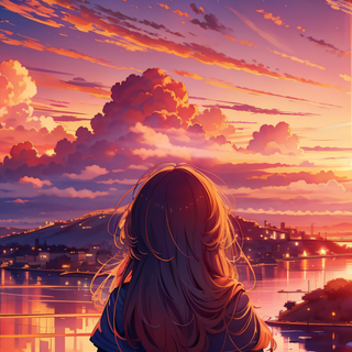 Anime sunset iPhone wallpaper