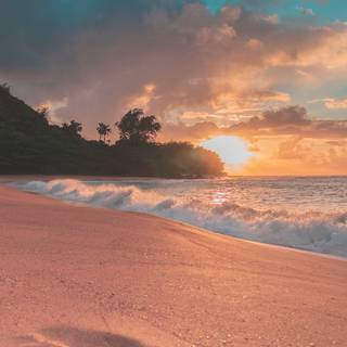 Beach sunset iPhone wallpaper