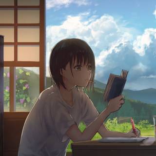 Anime study phone wallpaper