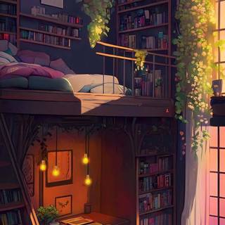 Anime study phone wallpaper