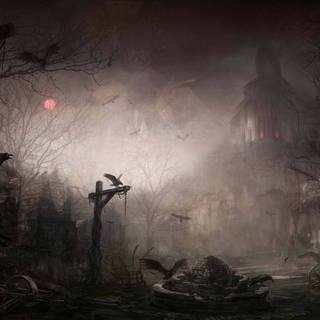 Dark temple wallpaper