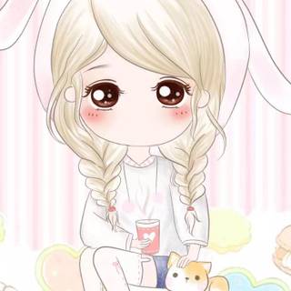 Cute Chibi girl drawing wallpaper