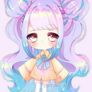 Cute Chibi girl drawing wallpaper