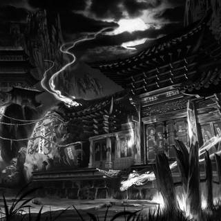 Dark temple wallpaper