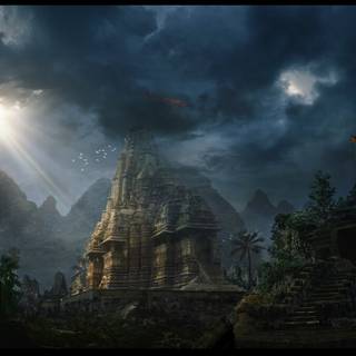 Dark temple wallpaper