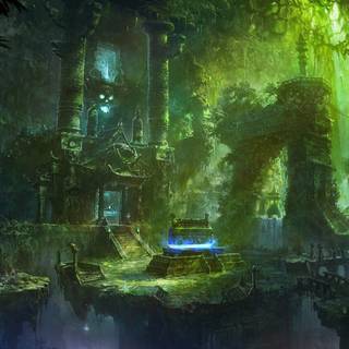 Dark temple wallpaper