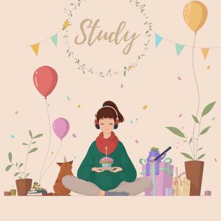 Kawaii study wallpaper