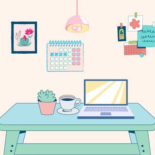 Kawaii study wallpaper