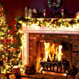 Christmas hearth computer wallpaper