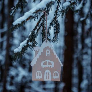 Blue aesthetic Christmas desktop wallpaper