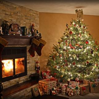 Christmas hearth computer wallpaper