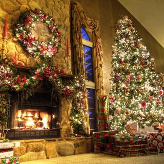 Christmas hearth computer wallpaper
