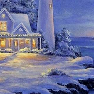 Christmas winter lighthouse wallpaper
