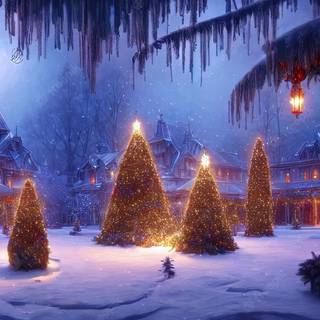 Christmas winter lighthouse wallpaper