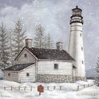 Christmas winter lighthouse wallpaper