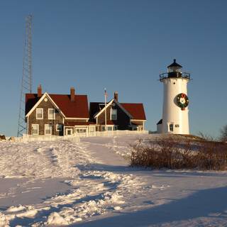 Christmas winter lighthouse wallpaper