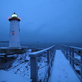 Christmas winter lighthouse wallpaper