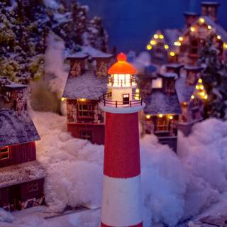 Christmas winter lighthouse wallpaper