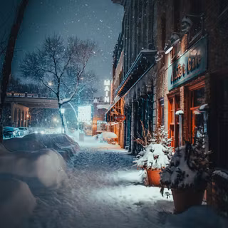 Winter buildings night wallpaper