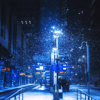 Winter buildings night wallpaper