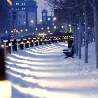 Winter buildings night wallpaper