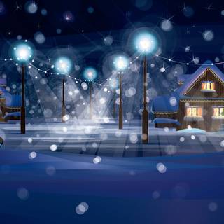 Winter buildings night wallpaper