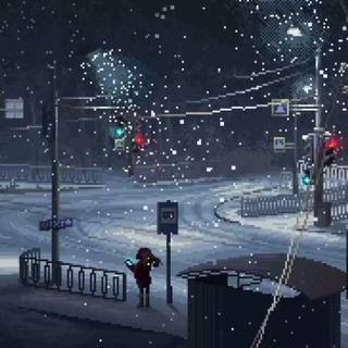 Anime winter night phone wallpaper