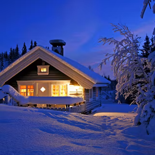 Winter buildings night wallpaper