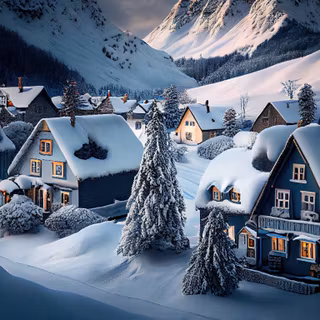 Winter town 4k wallpaper