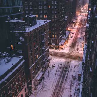 Winter buildings night wallpaper