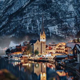 Winter town 4k wallpaper