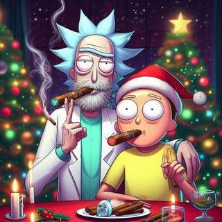 Rick and Morty Xmas wallpaper