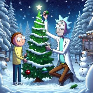 Rick and Morty Xmas wallpaper