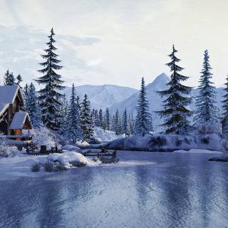 Snowy winter landscape wallpaper