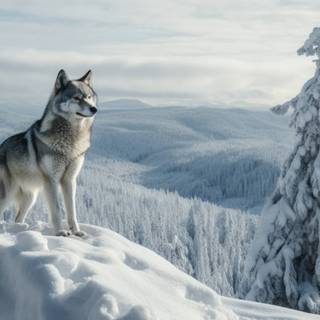 Snowy winter landscape wallpaper