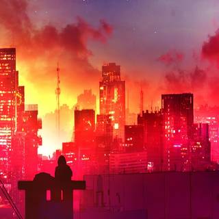 Red city 4k wallpaper