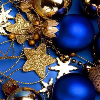Blue and gold Christmas wallpaper